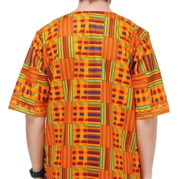 African Kente Dashiki 100% Cotton Free & Plus Size - Picture 3 of 5